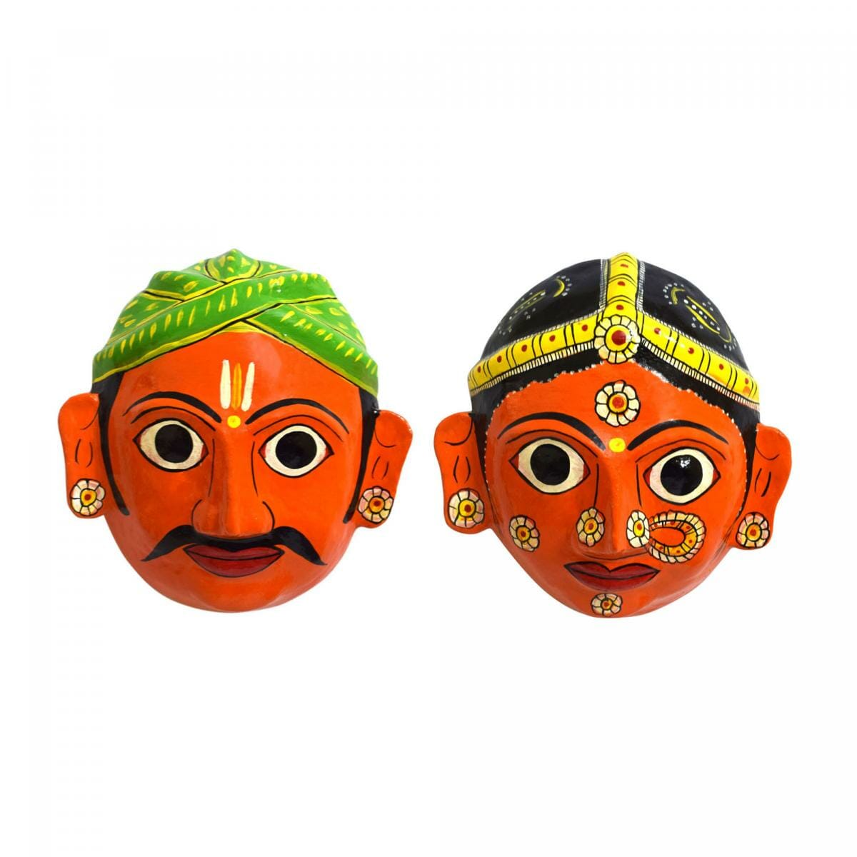 handcrafted couple cheriyal painting mask 1 3
